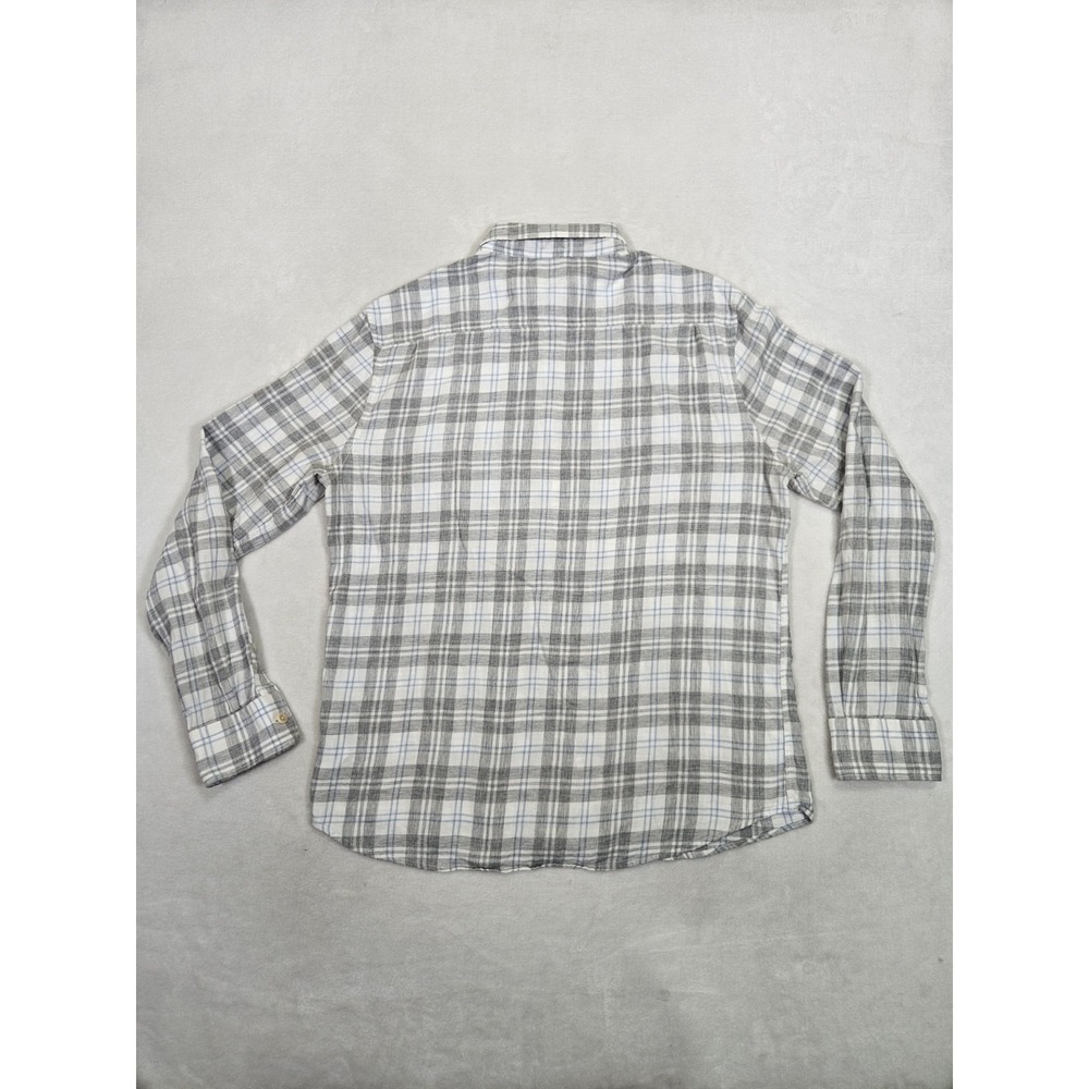 Faherty Stretch Featherweight Flannel Shirt Mens Larfe Gray Plaid Slim Fit LS - Picture 6 of 9